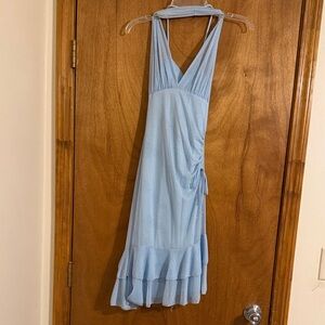 Chic Sky Blue Backless Dress